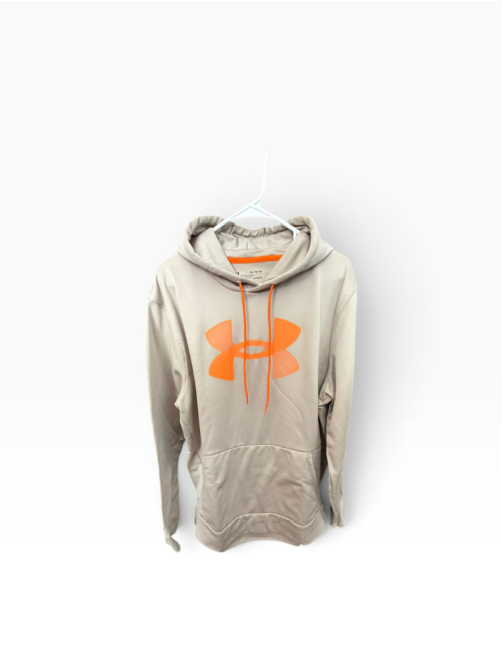 Men's Under Armour Hoodie XL Grey Orange Logo Sweatshirt